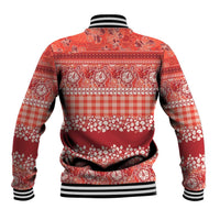 Hawaiian Hibiscus Honu Baseball Jacket Red Mele Kalikimaka Palaka Spirit - Polynesian Pride