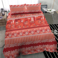 Hawaiian Hibiscus Honu Bedding Set Red Mele Kalikimaka Palaka Spirit - Polynesian Pride