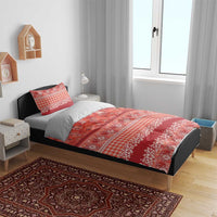 Hawaiian Hibiscus Honu Bedding Set Red Mele Kalikimaka Palaka Spirit - Polynesian Pride