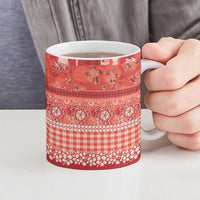 Hawaiian Hibiscus Honu Ceramic Mug Red Mele Kalikimaka Palaka Spirit - Polynesian Pride