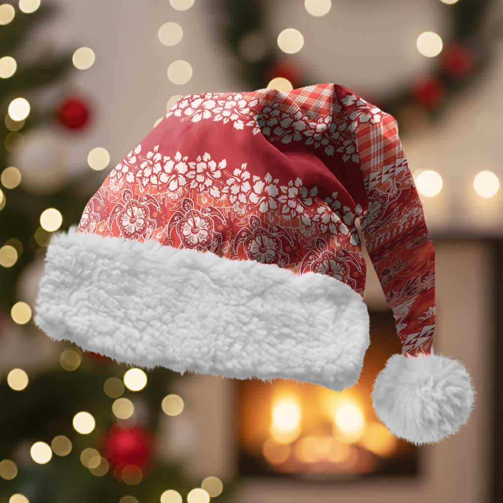 Hawaiian Hibiscus Honu Christmas Santa Hat Red Mele Kalikimaka Palaka Spirit - Polynesian Pride