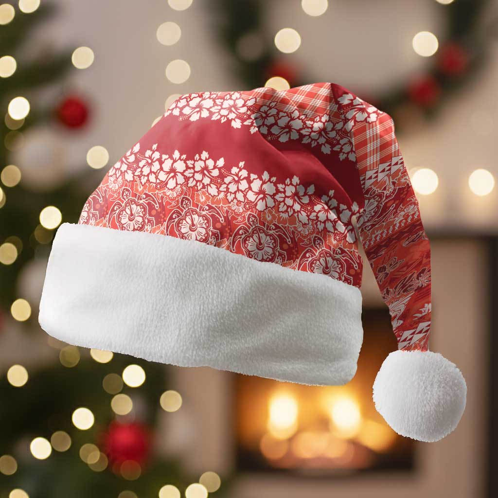 Hawaiian Hibiscus Honu Christmas Santa Hat Red Mele Kalikimaka Palaka Spirit - Polynesian Pride
