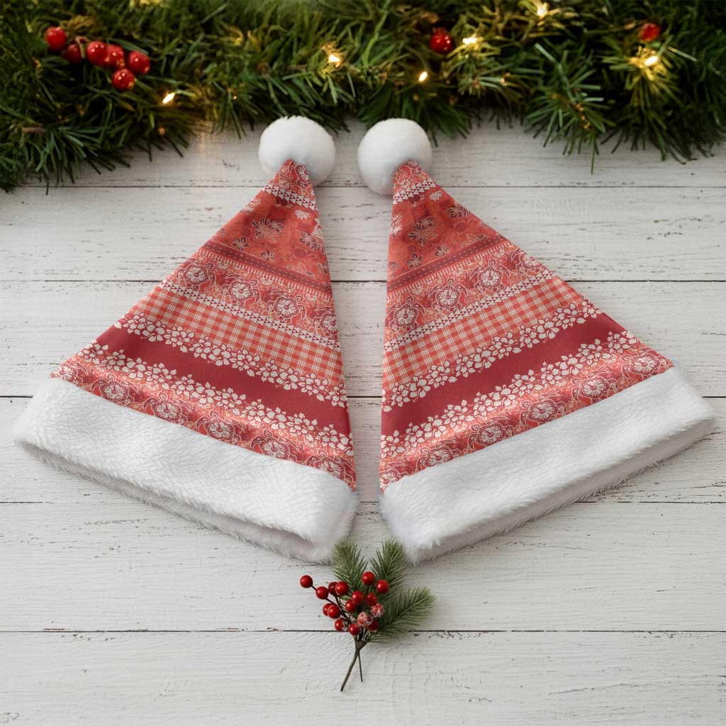 Hawaiian Hibiscus Honu Christmas Santa Hat Red Mele Kalikimaka Palaka Spirit - Polynesian Pride