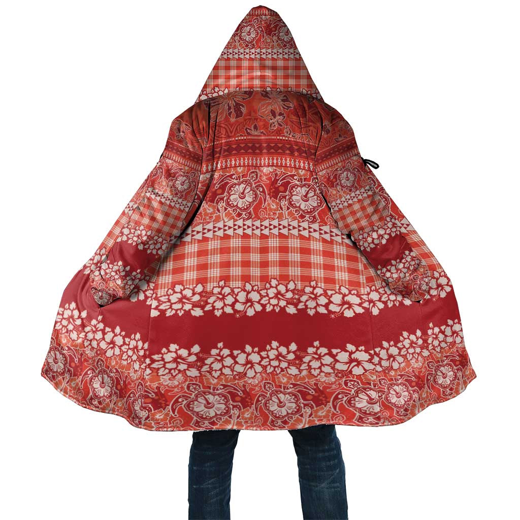 Hawaiian Hibiscus Honu Cloak Red Mele Kalikimaka Palaka Spirit - Polynesian Pride