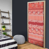 Hawaiian Hibiscus Honu Door Cover Red Mele Kalikimaka Palaka Spirit LT9 - Polynesian Pride