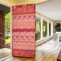Hawaiian Hibiscus Honu Door Cover Red Mele Kalikimaka Palaka Spirit LT9 - Polynesian Pride