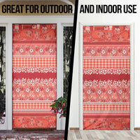 Hawaiian Hibiscus Honu Door Cover Red Mele Kalikimaka Palaka Spirit LT9 - Polynesian Pride