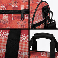 Hawaiian Hibiscus Honu Duffle Bag Red Mele Kalikimaka Palaka Spirit LT9 - Polynesian Pride