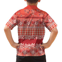 Hawaiian Hibiscus Honu Family Matching Long Sleeve Bodycon Dress and Hawaiian Shirt Red Mele Kalikimaka Palaka Spirit LT9 - Polynesian Pride