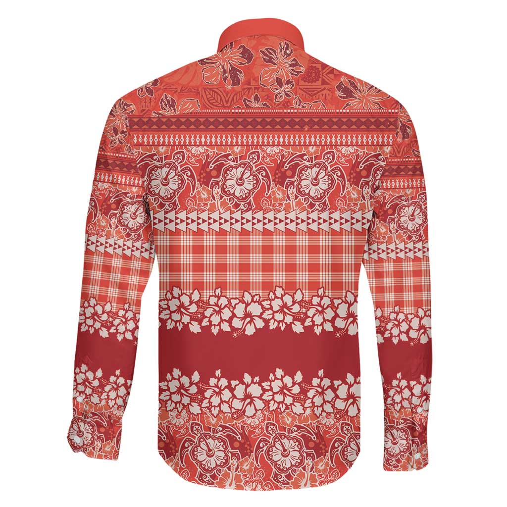 Hawaiian Hibiscus Honu Family Matching Mermaid Dress and Hawaiian Shirt Red Mele Kalikimaka Palaka Spirit LT9 - Polynesian Pride