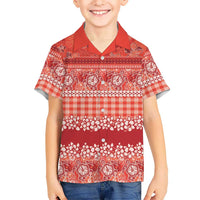 Hawaiian Hibiscus Honu Family Matching Mermaid Dress and Hawaiian Shirt Red Mele Kalikimaka Palaka Spirit LT9 - Polynesian Pride