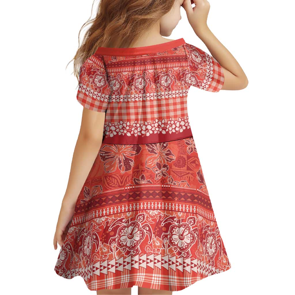 Hawaiian Hibiscus Honu Family Matching Off Shoulder Short Dress and Hawaiian Shirt Red Mele Kalikimaka Palaka Spirit LT9 - Polynesian Pride