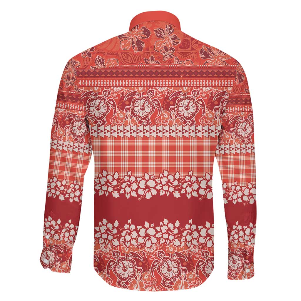 Hawaiian Hibiscus Honu Family Matching Off Shoulder Short Dress and Hawaiian Shirt Red Mele Kalikimaka Palaka Spirit LT9 - Polynesian Pride