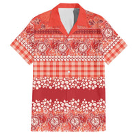 Hawaiian Hibiscus Honu Family Matching Puletasi and Hawaiian Shirt Red Mele Kalikimaka Palaka Spirit LT9 Dad's Shirt - Short Sleeve Red - Polynesian Pride