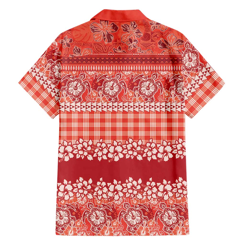 Hawaiian Hibiscus Honu Family Matching Puletasi and Hawaiian Shirt Red Mele Kalikimaka Palaka Spirit LT9 - Polynesian Pride