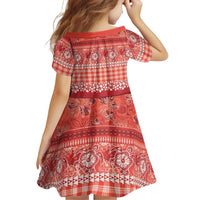 Hawaiian Hibiscus Honu Family Matching Short Sleeve Bodycon Dress and Hawaiian Shirt Red Mele Kalikimaka Palaka Spirit LT9 - Polynesian Pride