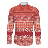 Hawaiian Hibiscus Honu Family Matching Tank Maxi Dress and Hawaiian Shirt Red Mele Kalikimaka Palaka Spirit LT9 Dad's Shirt - Long Sleeve Red - Polynesian Pride