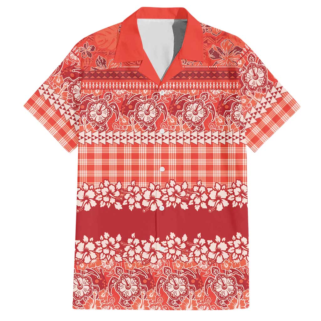 Hawaiian Hibiscus Honu Hawaiian Shirt Red Mele Kalikimaka Palaka Spirit - Polynesian Pride