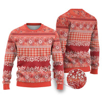 Hawaiian Hibiscus Honu Ugly Christmas Sweater Red Mele Kalikimaka Palaka Spirit - Polynesian Pride