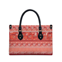 Hawaiian Hibiscus Honu Leather Bag Red Mele Kalikimaka Palaka Spirit - Polynesian Pride