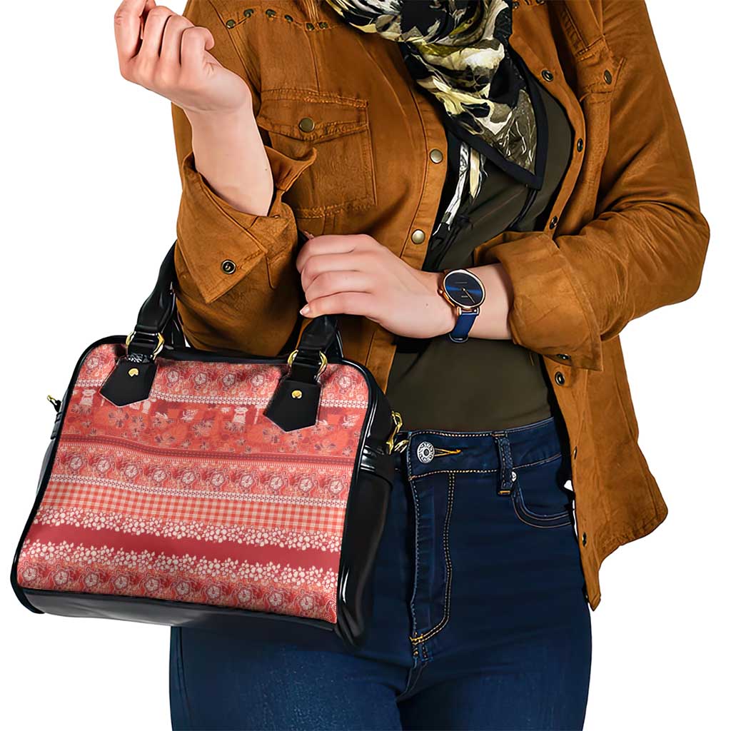 Hawaiian Hibiscus Honu Shoulder Handbag Red Mele Kalikimaka Palaka Spirit - Polynesian Pride