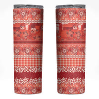 Hawaiian Hibiscus Honu Skinny Tumbler Red Mele Kalikimaka Palaka Spirit - Polynesian Pride