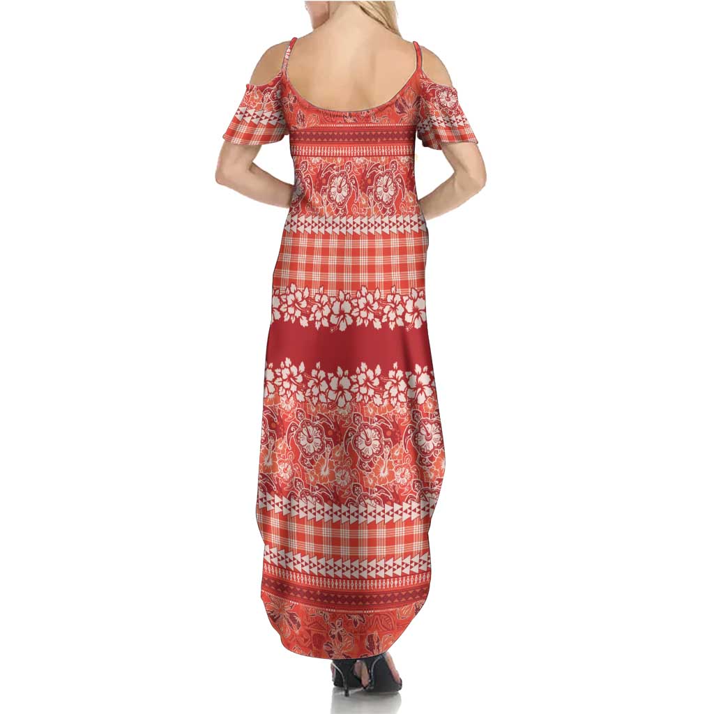 Hawaiian Hibiscus Honu Summer Maxi Dress Red Mele Kalikimaka Palaka Spirit - Polynesian Pride
