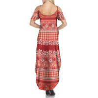 Hawaiian Hibiscus Honu Summer Maxi Dress Red Mele Kalikimaka Palaka Spirit - Polynesian Pride