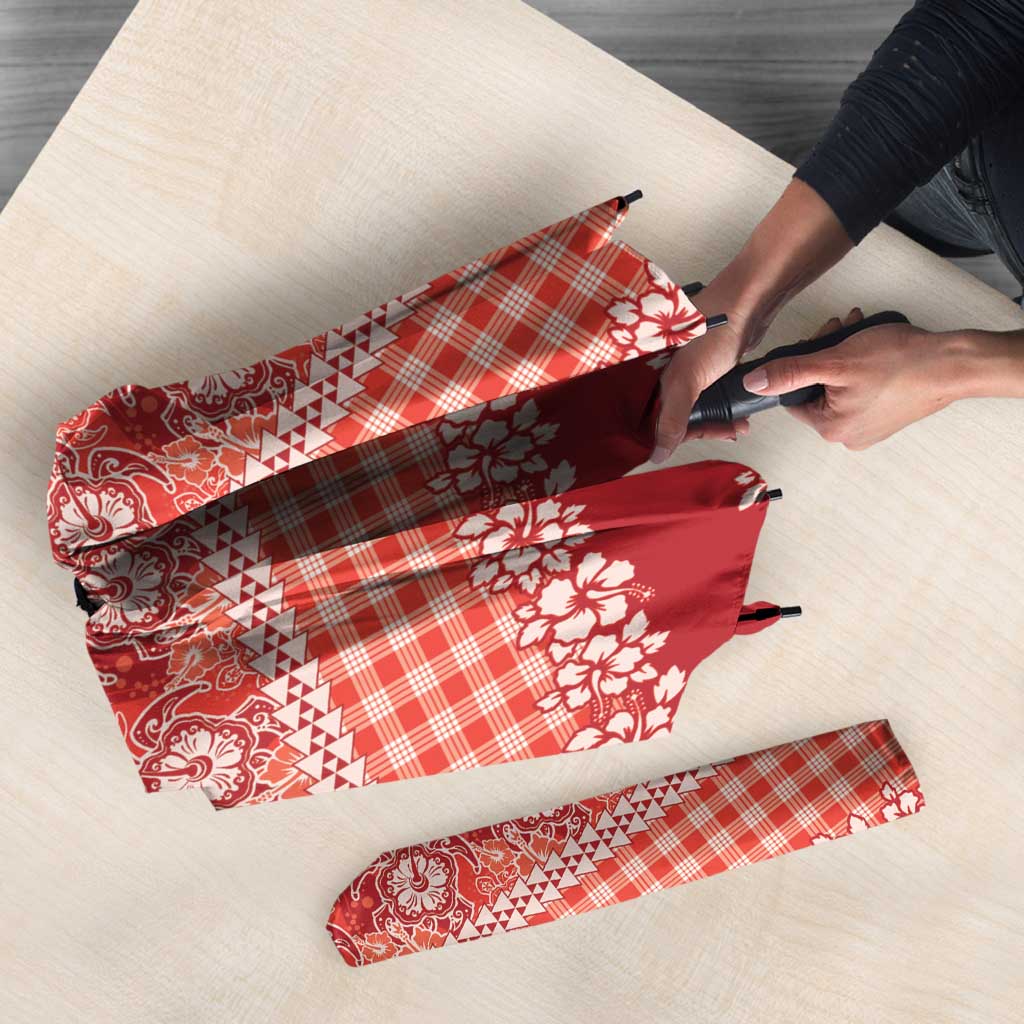 Hawaiian Hibiscus Honu Umbrella Red Mele Kalikimaka Palaka Spirit LT9 - Polynesian Pride