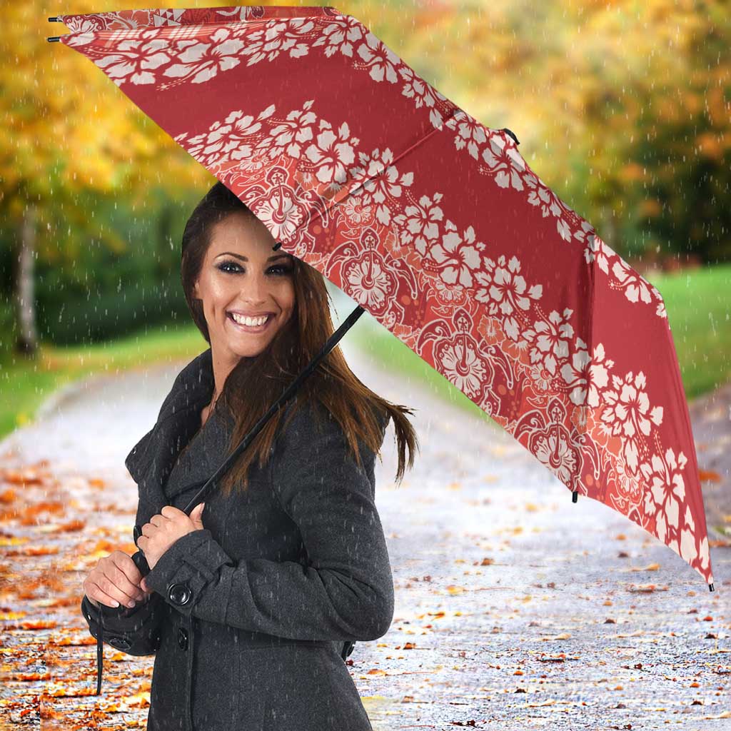 Hawaiian Hibiscus Honu Umbrella Red Mele Kalikimaka Palaka Spirit LT9 - Polynesian Pride