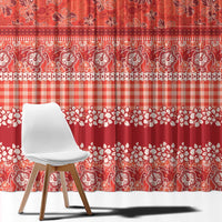 Hawaiian Hibiscus Honu Window Curtain Red Mele Kalikimaka Palaka Spirit - Polynesian Pride