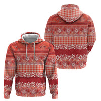 Hawaiian Hibiscus Honu Zip Hoodie Red Mele Kalikimaka Palaka Spirit - Polynesian Pride