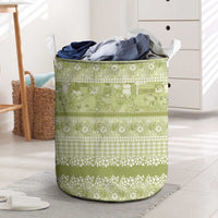 Hawaiian Hibiscus Honu Laundry Basket Sage Green Mele Kalikimaka Palaka Spirit LT9 Sage Green - Polynesian Pride