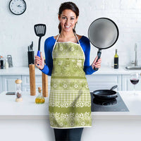 Hawaiian Hibiscus Honu Apron Sage Green Mele Kalikimaka Palaka Spirit - Polynesian Pride