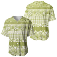 Hawaiian Hibiscus Honu Baseball Jersey Sage Green Mele Kalikimaka Palaka Spirit - Polynesian Pride