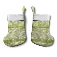 Hawaiian Hibiscus Honu Christmas Stocking Sage Green Mele Kalikimaka Palaka Spirit - Polynesian Pride