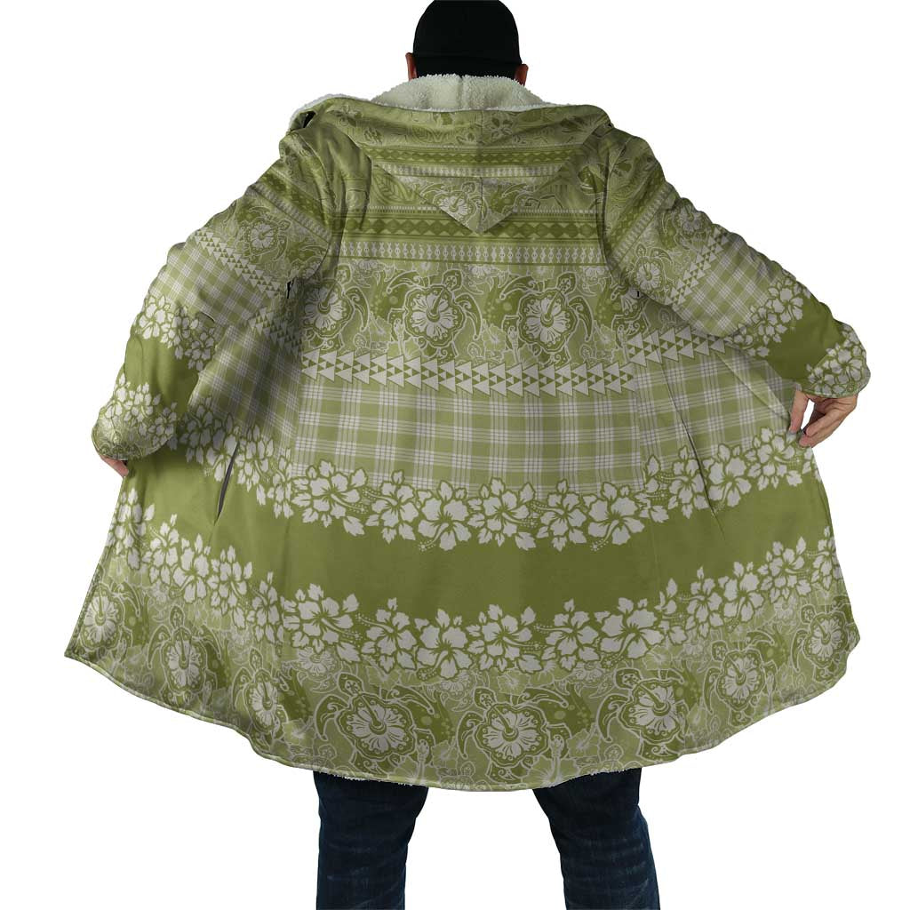 Hawaiian Hibiscus Honu Cloak Sage Green Mele Kalikimaka Palaka Spirit - Polynesian Pride