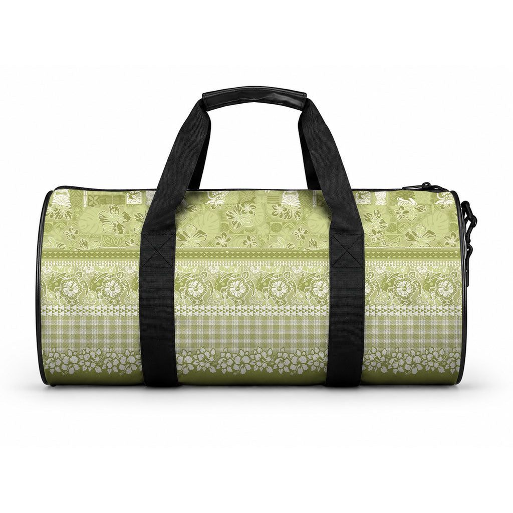 Hawaiian Hibiscus Honu Duffle Bag Sage Green Mele Kalikimaka Palaka Spirit LT9 One size Sage Green - Polynesian Pride