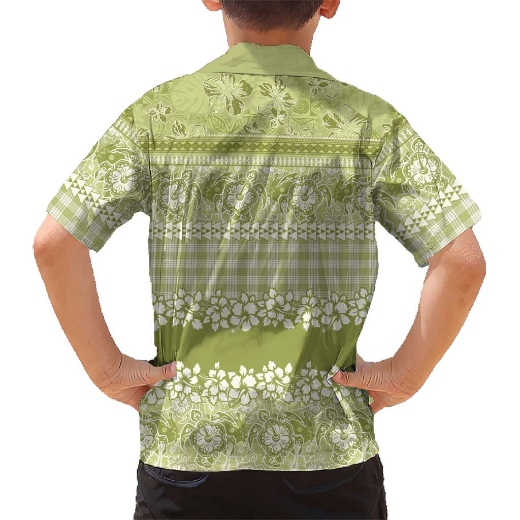 Hawaiian Hibiscus Honu Family Matching Long Sleeve Bodycon Dress and Hawaiian Shirt Sage Green Mele Kalikimaka Palaka Spirit LT9 - Polynesian Pride