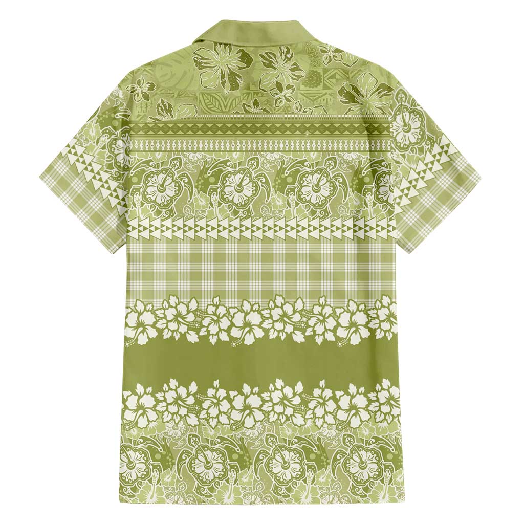 Hawaiian Hibiscus Honu Family Matching Mermaid Dress and Hawaiian Shirt Sage Green Mele Kalikimaka Palaka Spirit LT9 - Polynesian Pride