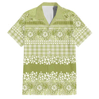 Hawaiian Hibiscus Honu Family Matching Short Sleeve Bodycon Dress and Hawaiian Shirt Sage Green Mele Kalikimaka Palaka Spirit LT9 Dad's Shirt - Short Sleeve Sage Green - Polynesian Pride