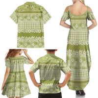 Hawaiian Hibiscus Honu Family Matching Summer Maxi Dress and Hawaiian Shirt Sage Green Mele Kalikimaka Palaka Spirit LT9 - Polynesian Pride