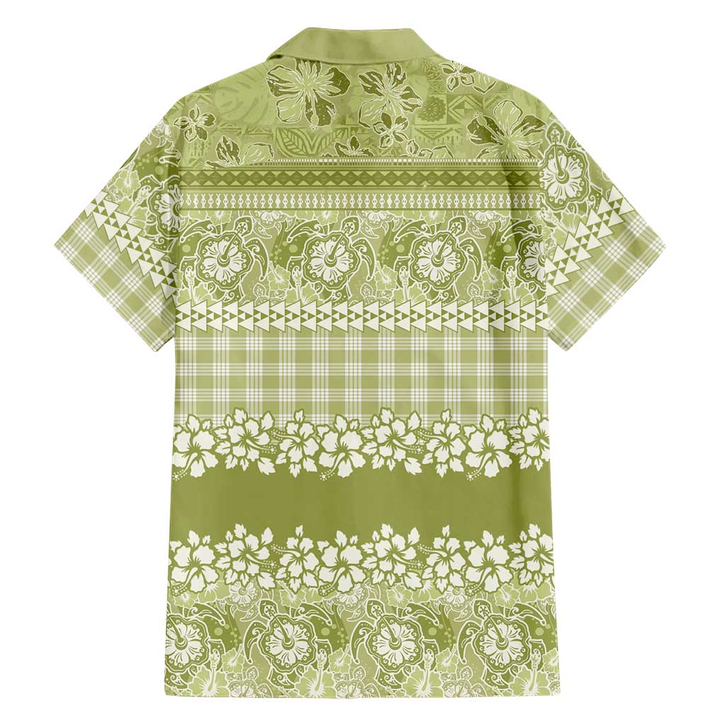 Hawaiian Hibiscus Honu Family Matching Tank Maxi Dress and Hawaiian Shirt Sage Green Mele Kalikimaka Palaka Spirit LT9 - Polynesian Pride