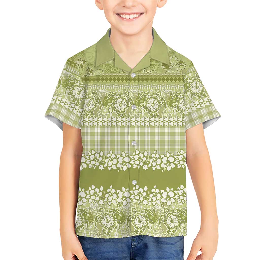 Hawaiian Hibiscus Honu Family Matching Tank Maxi Dress and Hawaiian Shirt Sage Green Mele Kalikimaka Palaka Spirit LT9 - Polynesian Pride