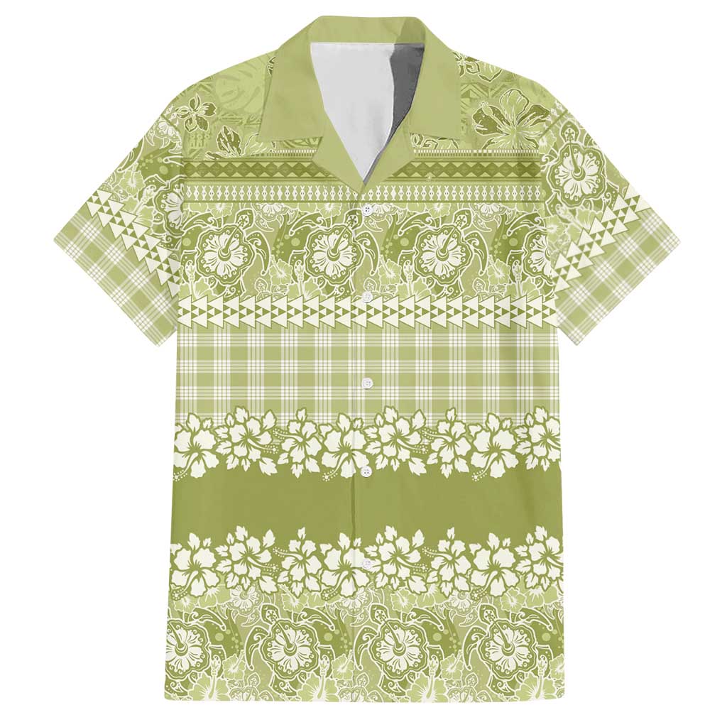 Hawaiian Hibiscus Honu Hawaiian Shirt Sage Green Mele Kalikimaka Palaka Spirit - Polynesian Pride