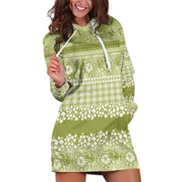 Hawaiian Hibiscus Honu Hoodie Dress Sage Green Mele Kalikimaka Palaka Spirit LT9 Sage Green - Polynesian Pride