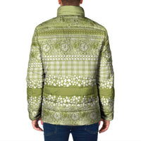 Hawaiian Hibiscus Honu Padded Jacket Sage Green Mele Kalikimaka Palaka Spirit LT9 - Polynesian Pride
