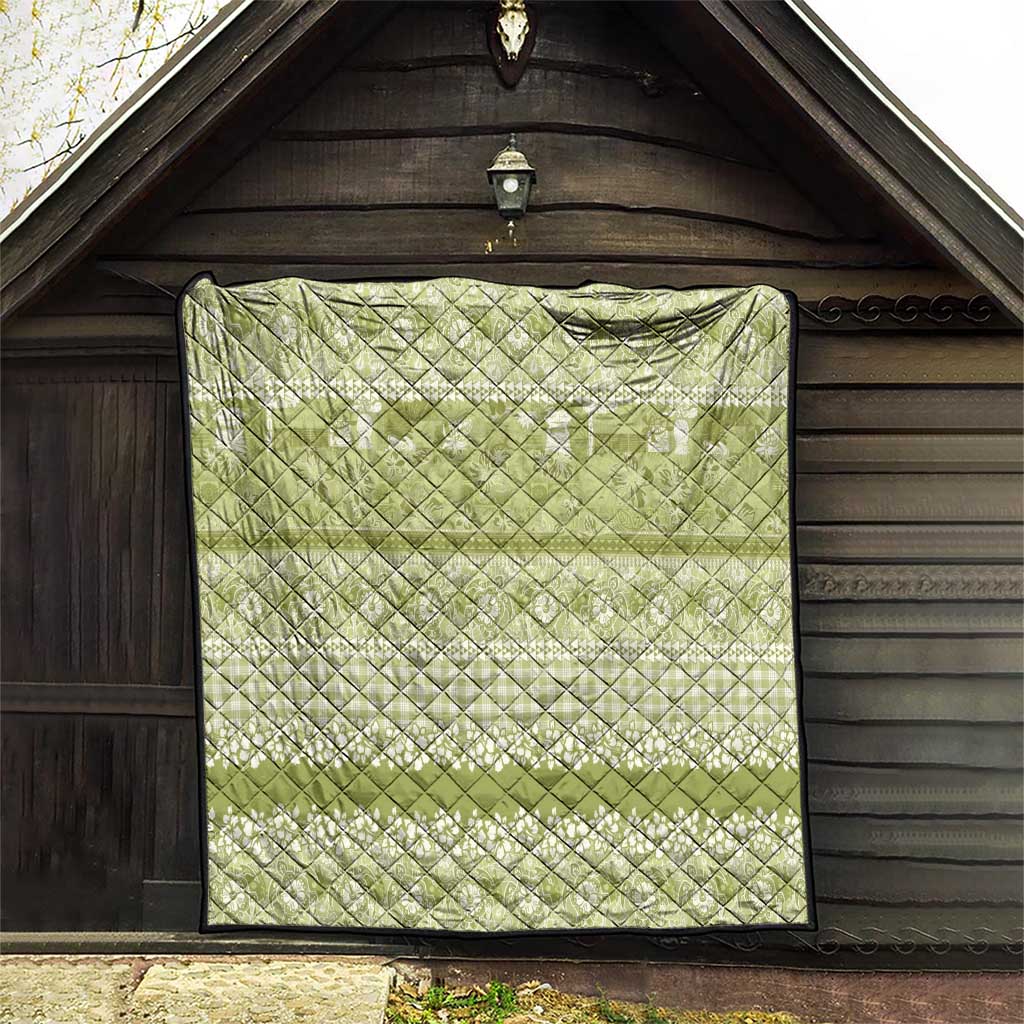 Hawaiian Hibiscus Honu Quilt Sage Green Mele Kalikimaka Palaka Spirit - Polynesian Pride