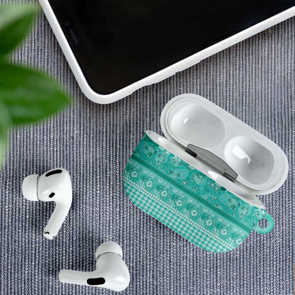 Hawaiian Hibiscus Honu AirPods Case Turquoise Mele Kalikimaka Palaka Spirit - Polynesian Pride
