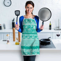 Hawaiian Hibiscus Honu Apron Turquoise Mele Kalikimaka Palaka Spirit - Polynesian Pride